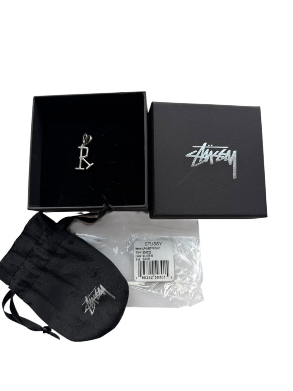 Stussy Silver Alphabet Pendant - R